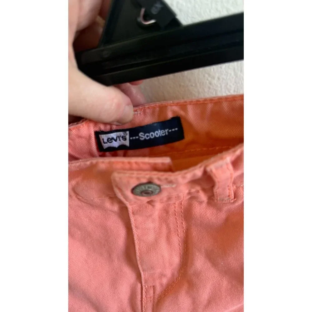 Levi’s Girls Size 6 Scooter Skort Coral Pink Denim Ruffle Hem Y2K Kids